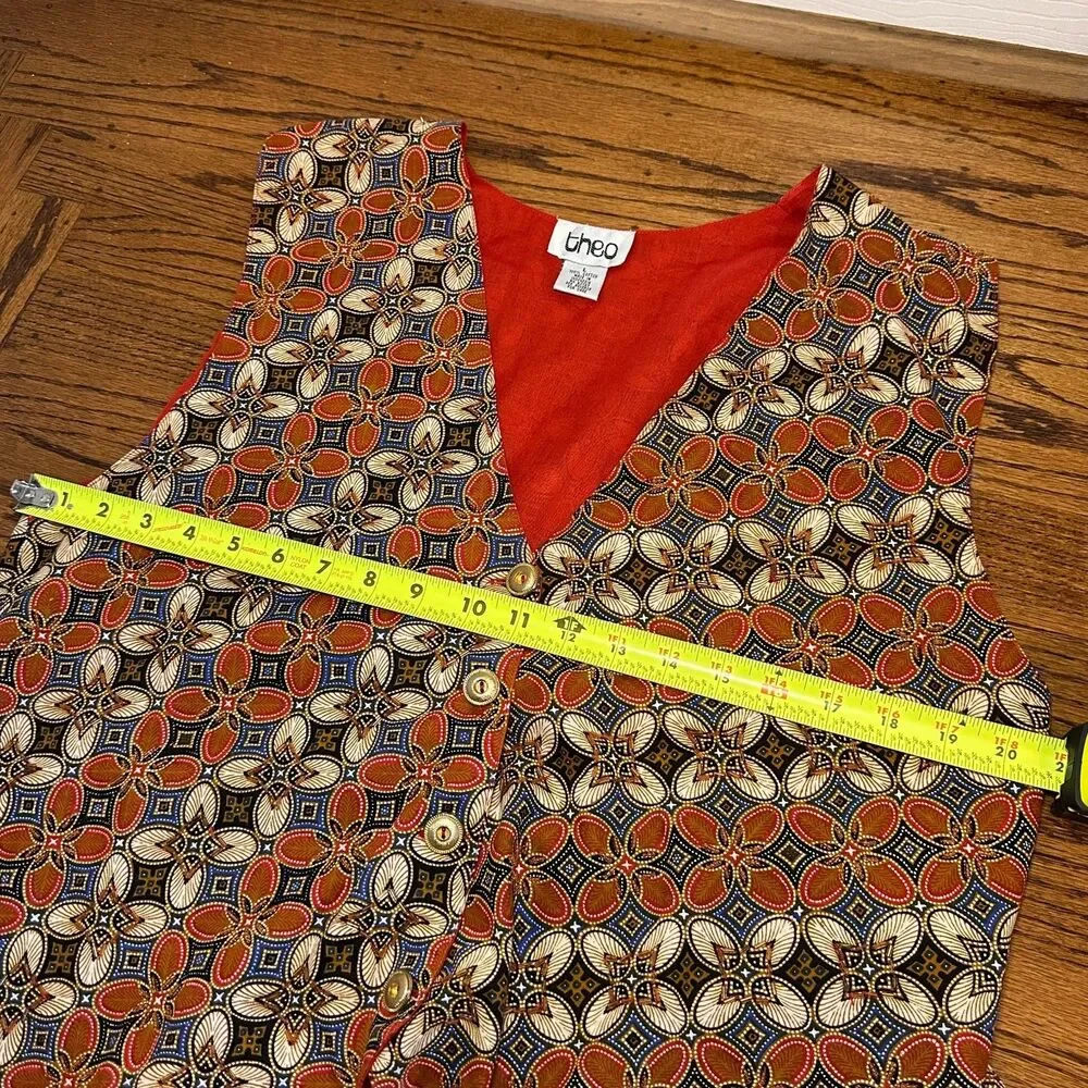 Theo Womens Size L Vintage Beaded Vest Boho‎ Artsy Statement Festival Goth 90s